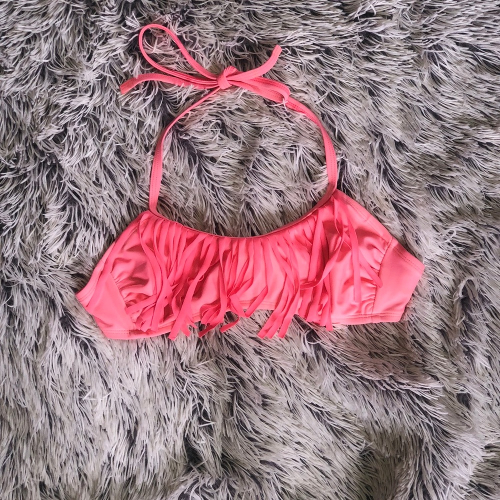 FRINGE PINK BIKINI TOP